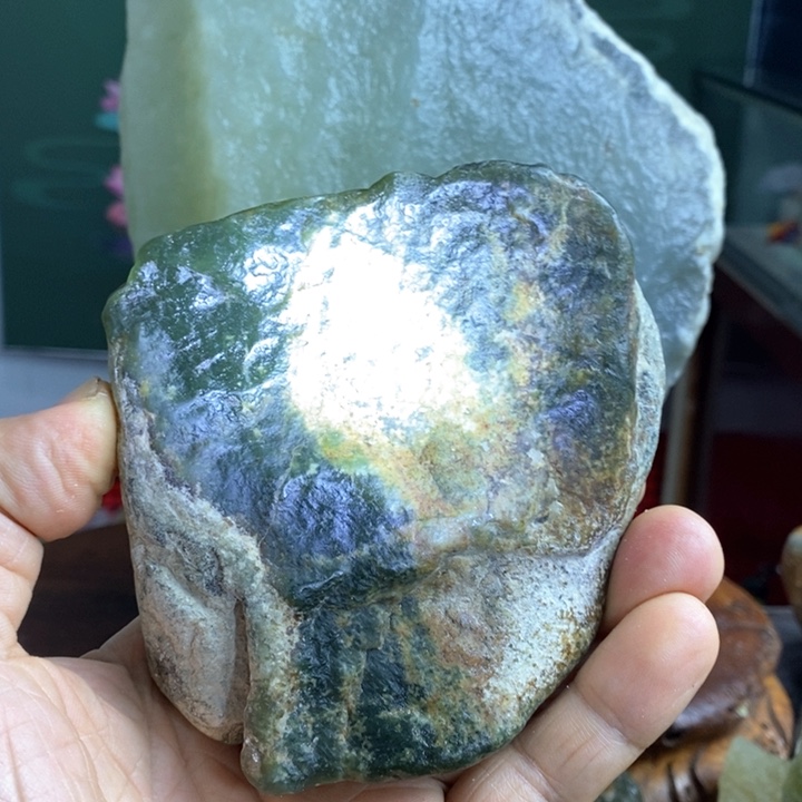 蛇纹石玉珠宝岫玉原石未镶嵌