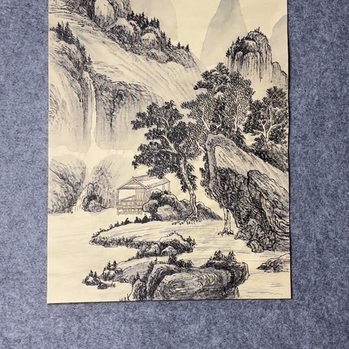 国画手绘国风山水画