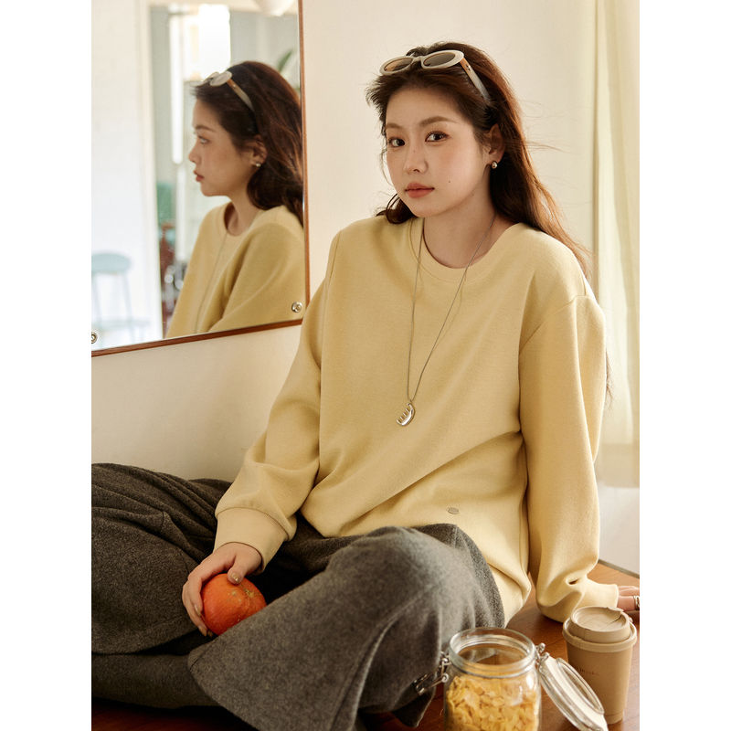 ALINDM【小标签】大码微胖mm正肩宽松圆领套头卫衣-IG5221