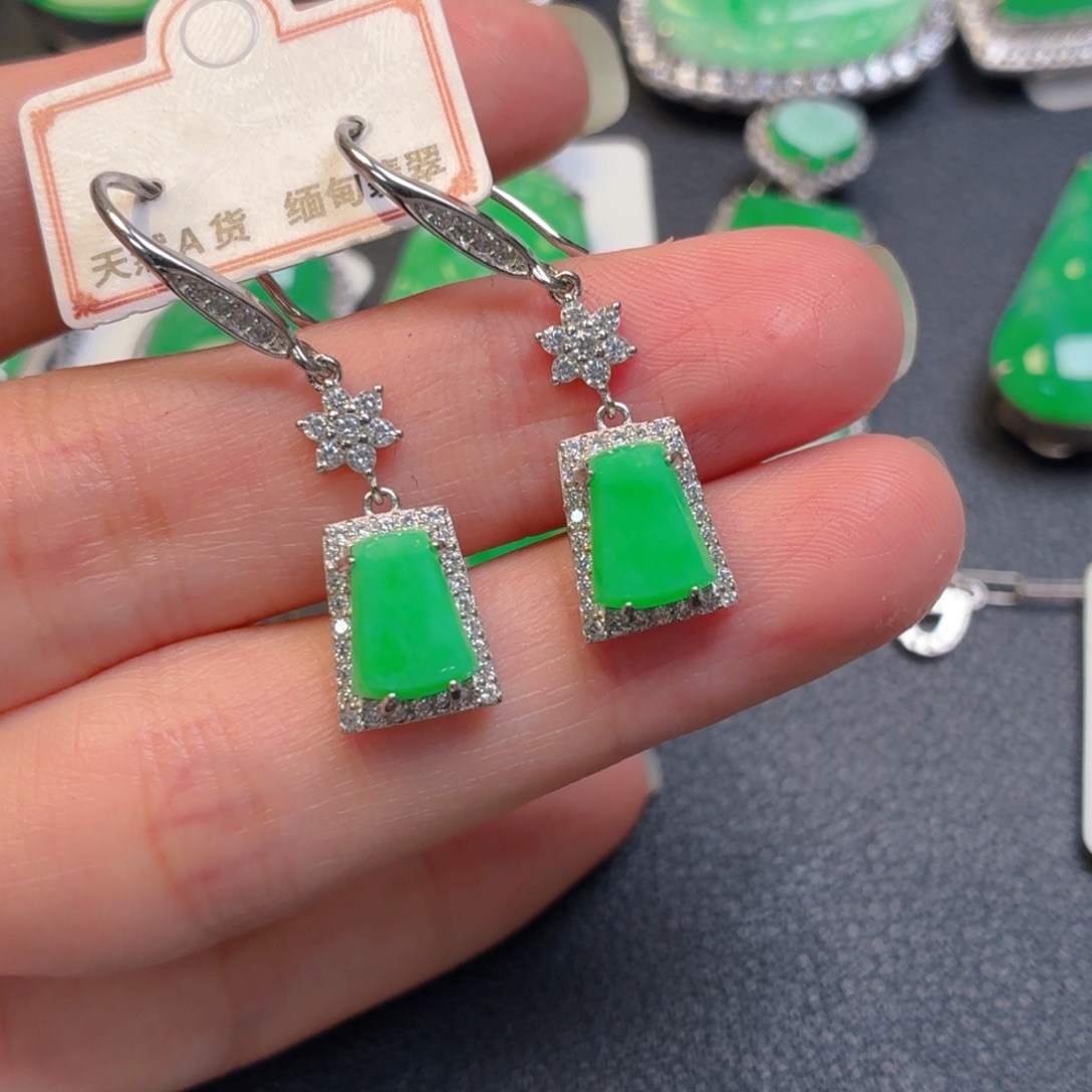 翡翠银S925镶嵌吊坠(不含链)耳坠