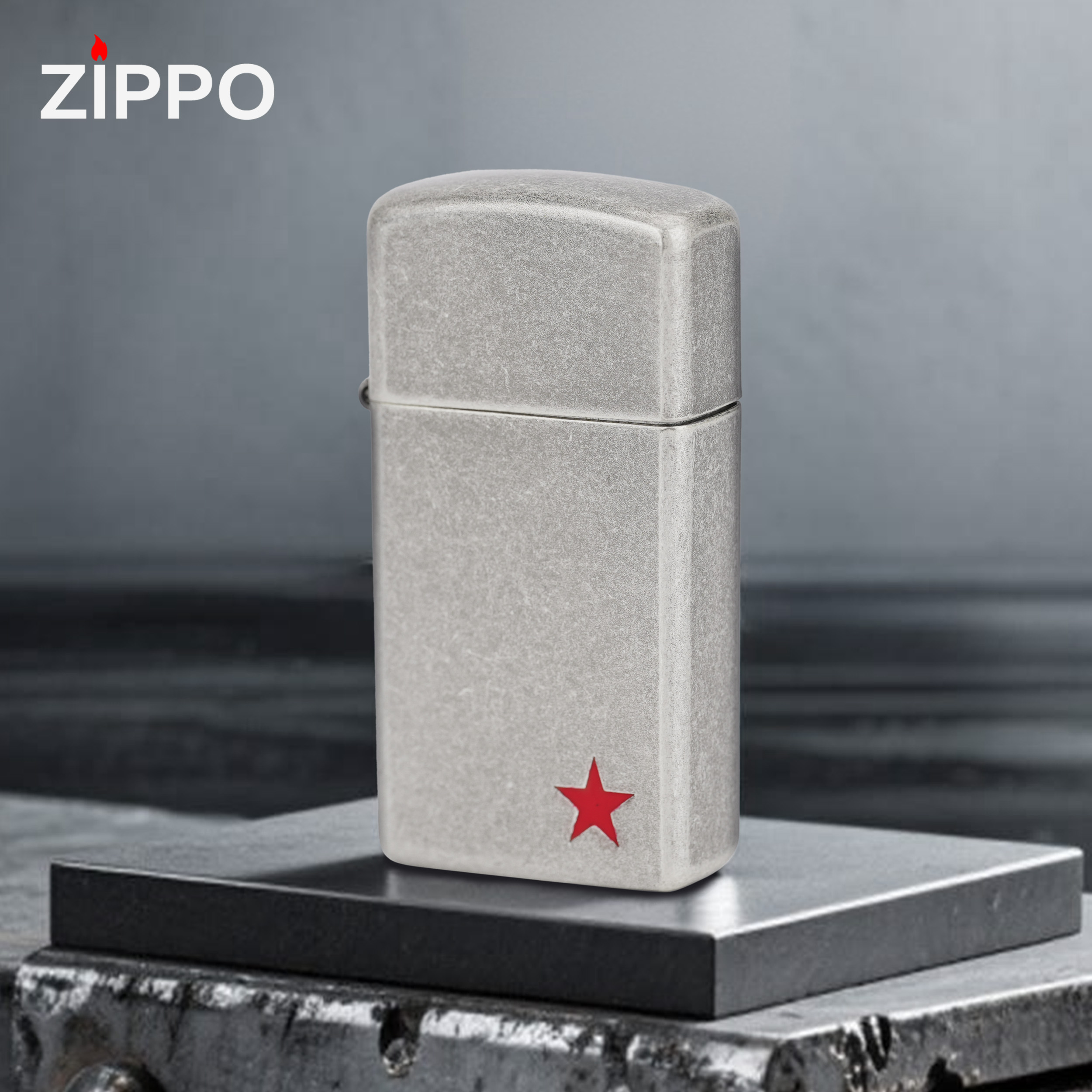 ZIPPO/之宝打火机纤巧窄机常规【古银右下五星】正品煤油机【小森】
