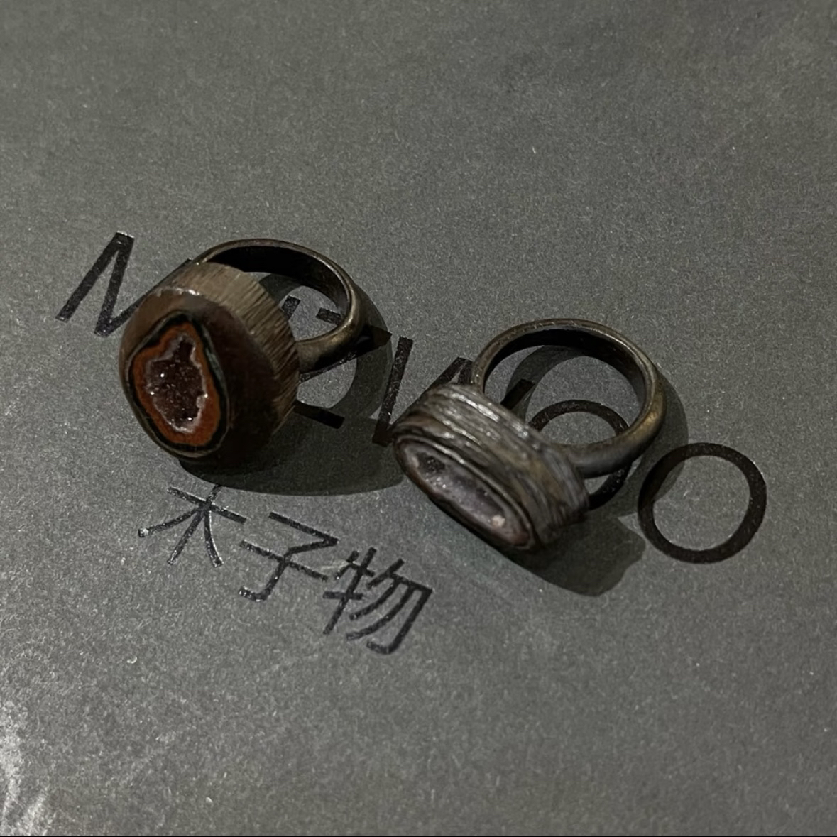 非金属木质戒指 木子物·海外系列手作非洲乌木晶洞戒指