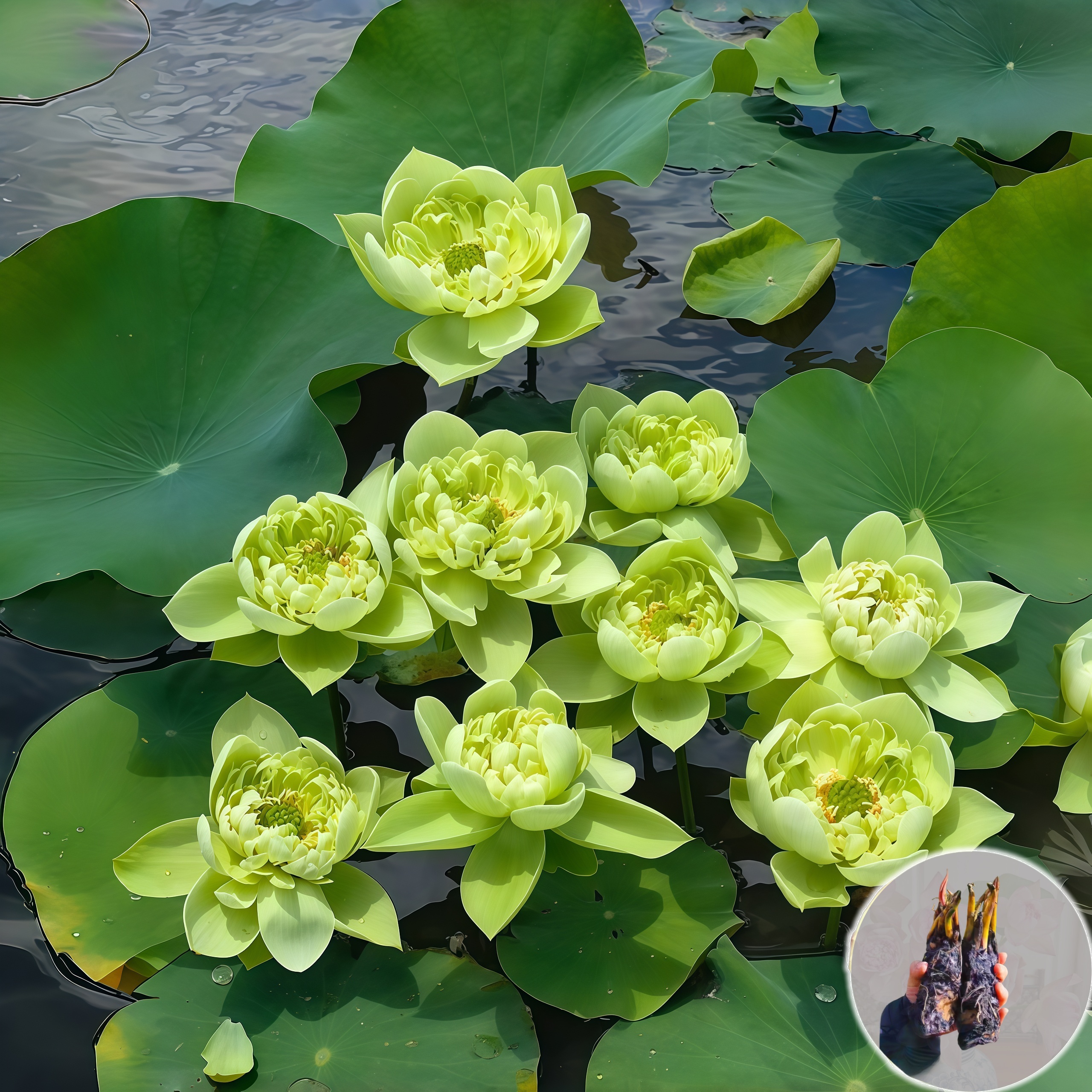 睡莲【若兰】池塘水养花卉花带芽莲花根块水培植物碗莲带芽根荷花