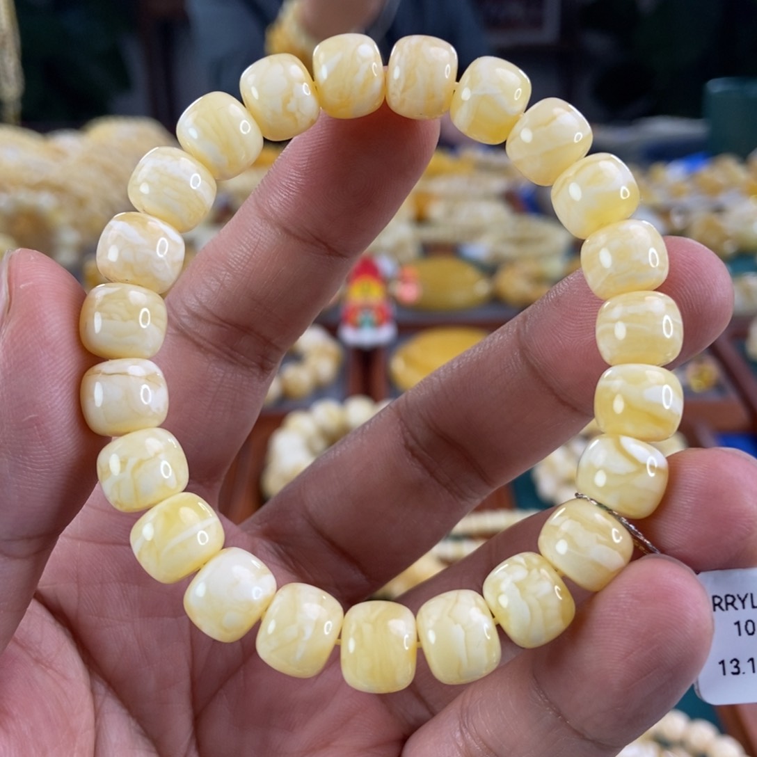 琥珀珠宝奇石未镶嵌10虎皮纹手串13.12