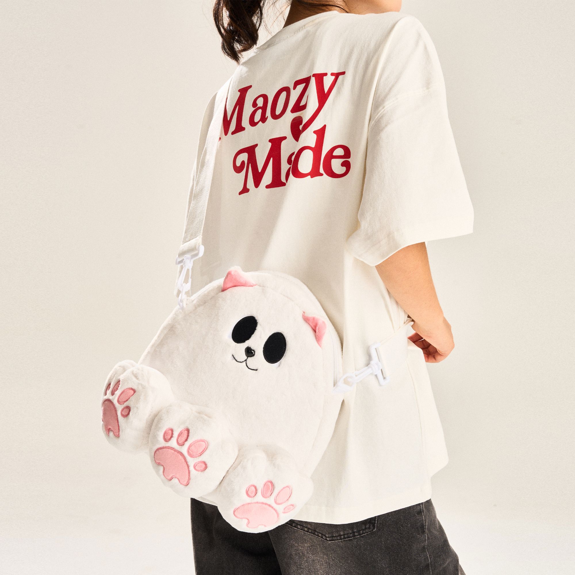 MAOZYWORLD可爱三脚喵夫胖同款毛绒斜挎包