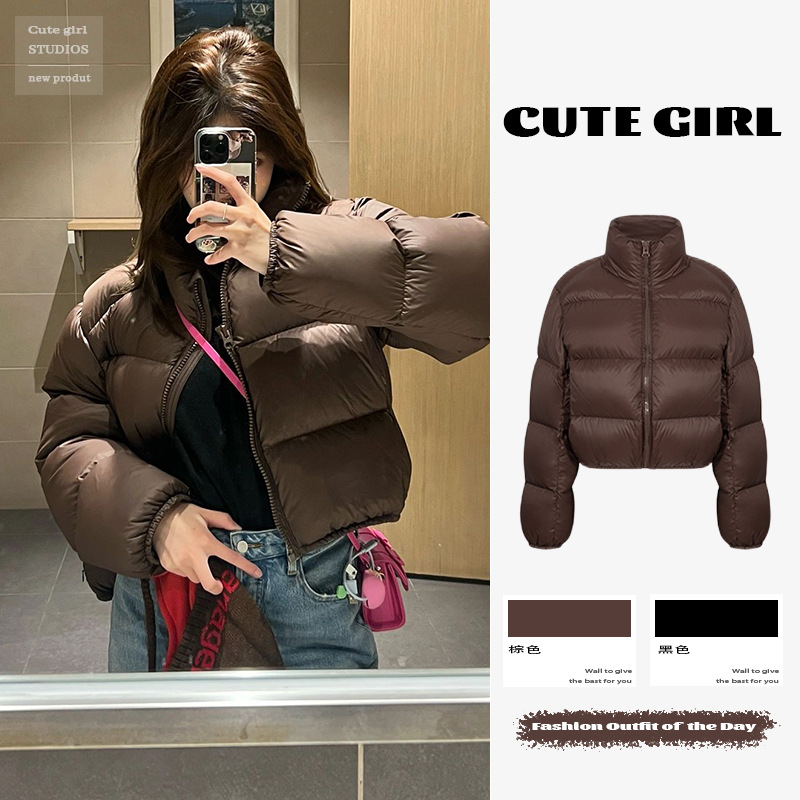 2025年新品冬季羽绒棉服女短款加厚小个子棉袄面包服欧美棉衣外套