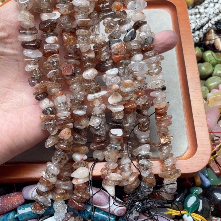 玛瑙/玉髓合金珠宝半成品一条10mm黑金超七