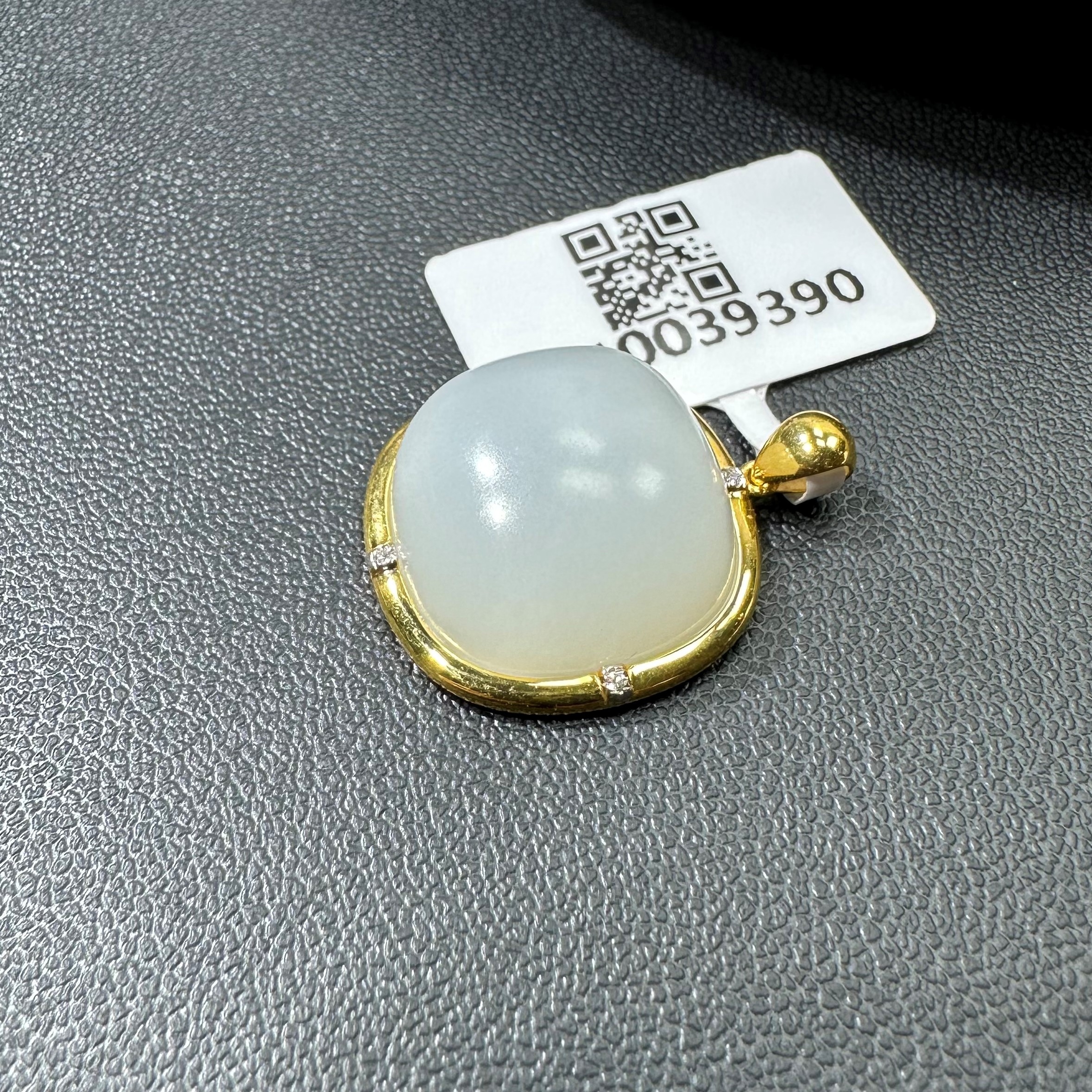 俄料白玉老坑方糖（裸石16*8mm）18K金镶嵌吊坠百搭时尚白色气质