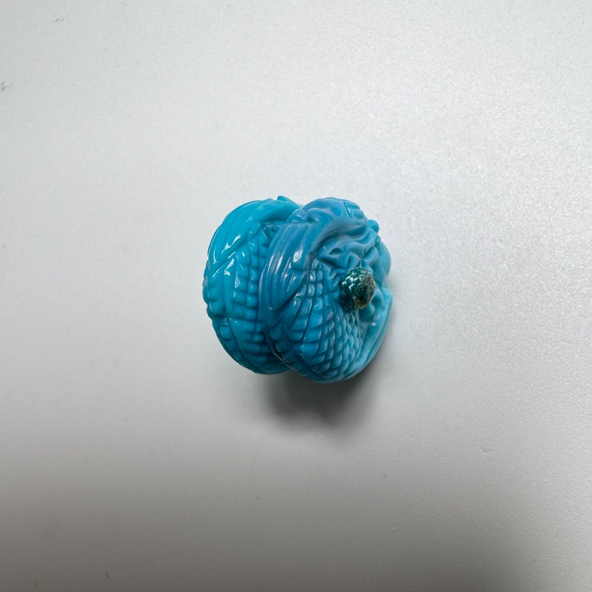 原矿绿松石龙扣一对