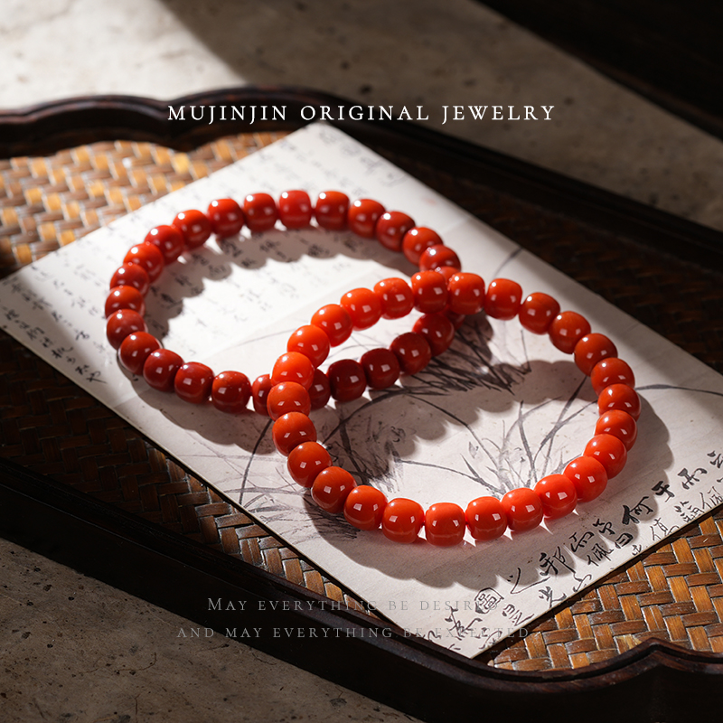 【木槿槿】天然南红玛瑙老型珠手链女款约8m小众时尚手串多样性发一