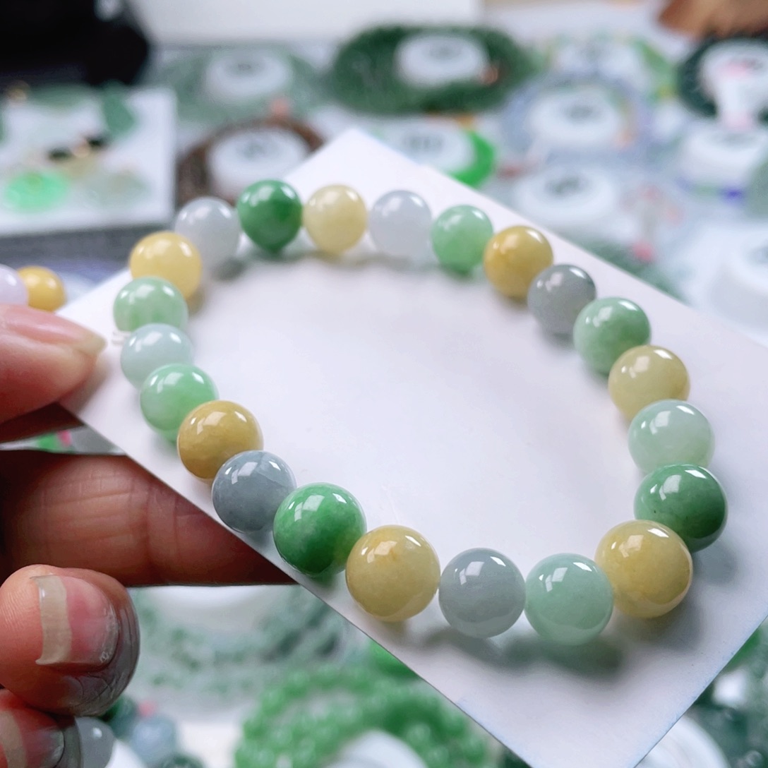 翡翠手链未镶嵌天然翡翠手串9mm左右