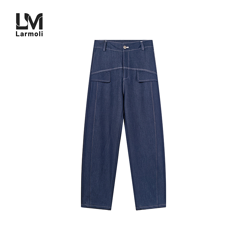Larmoli2123裤阔腿裤直筒微喇裤长裤显瘦高腰