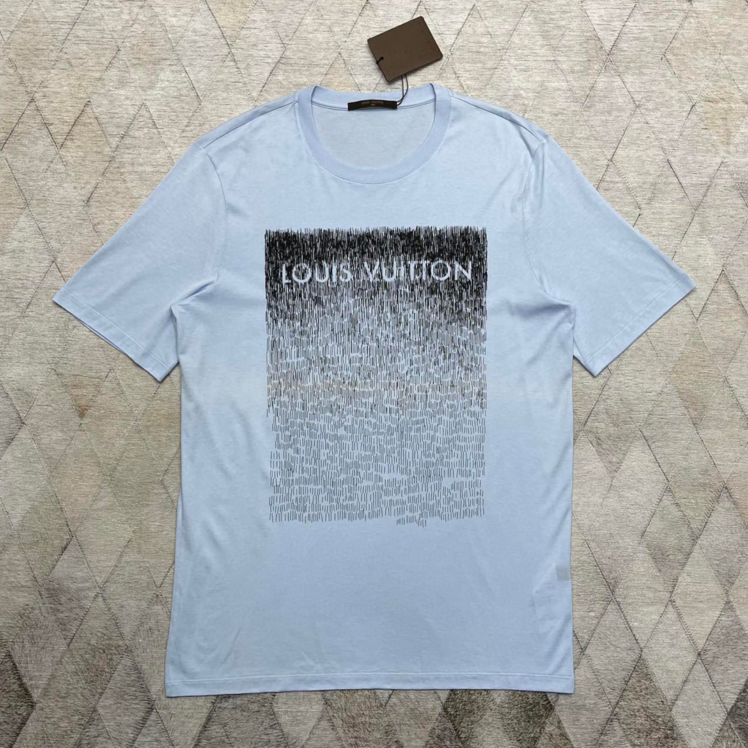 全新未使用 LouisVuitton/路易威登 120583 浅蓝色logoT恤