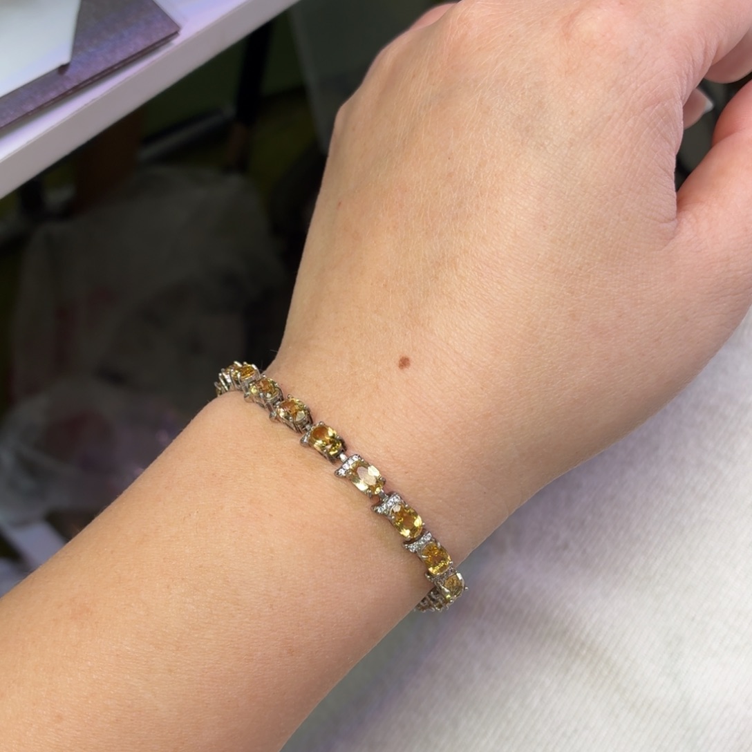 手链银S925镶嵌黄晶