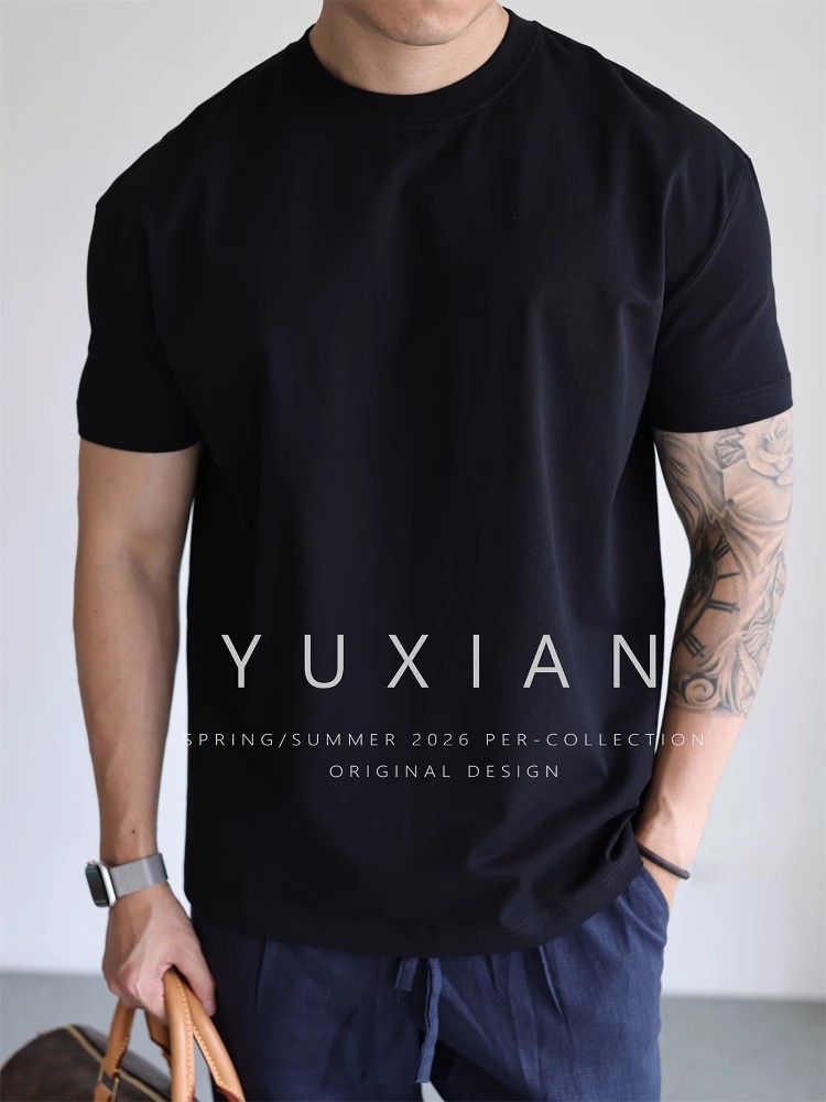 【显壮增肩宽】凉感Sorona美式棉质运动休闲纯色短袖健身T恤春夏