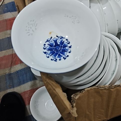 瓷一个碗青花玲珑套装