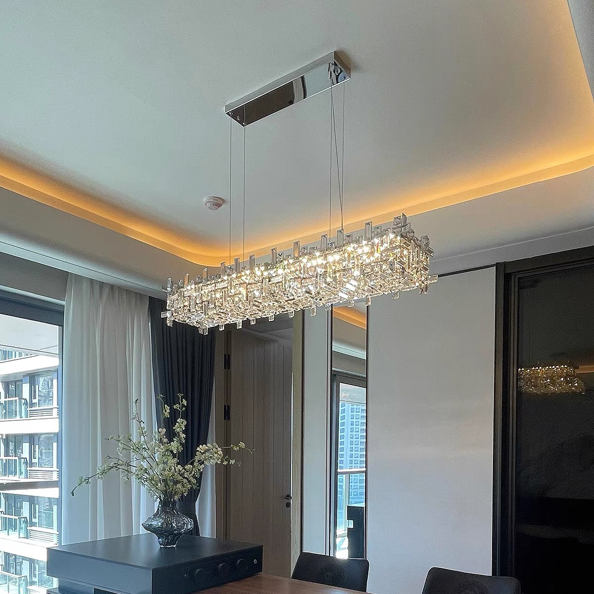 意式轻奢水晶餐厅吊灯设计师别墅餐桌吧台现代奢华长条灯2025新款