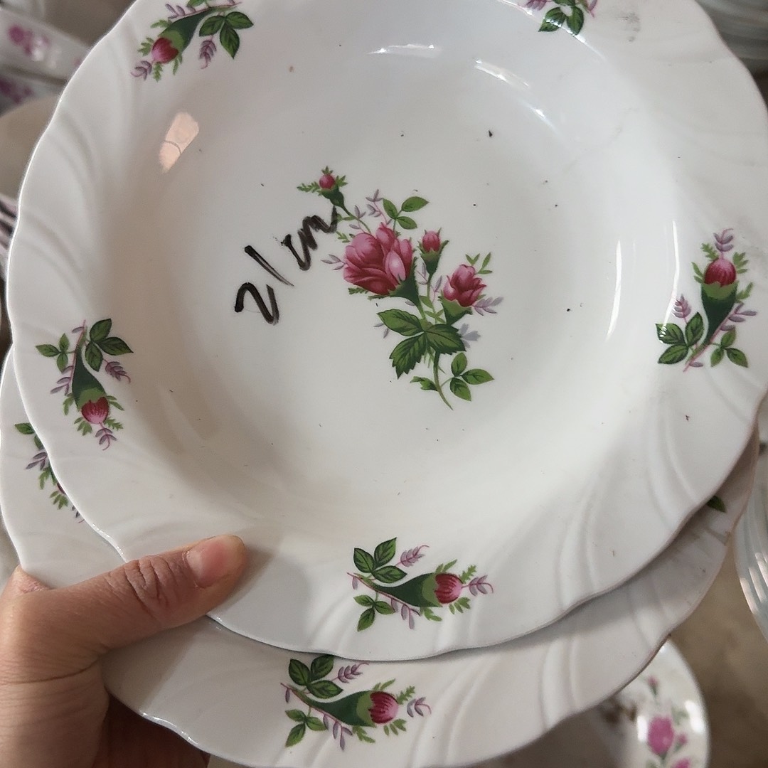 碗一组两个 月季花盘20厘米