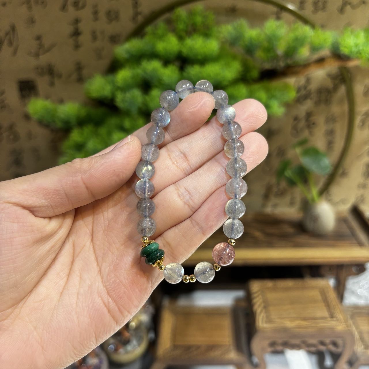 Nuanyan/暖言单圈长石灰月光手串S344