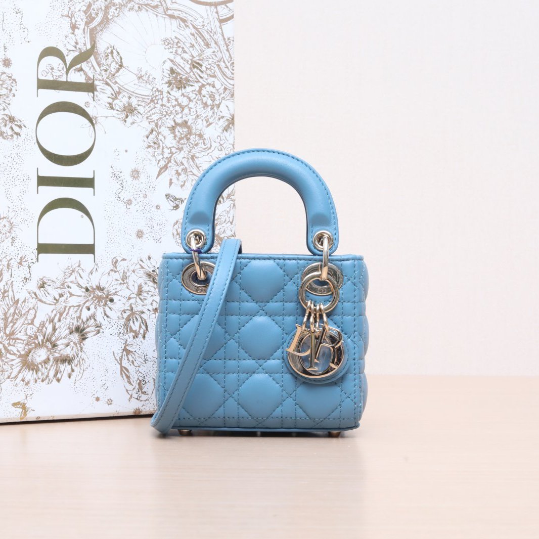 99新 DIOR/迪奥 小花攀攀 Dior 戴妃包 超迷你 蓝色 2022