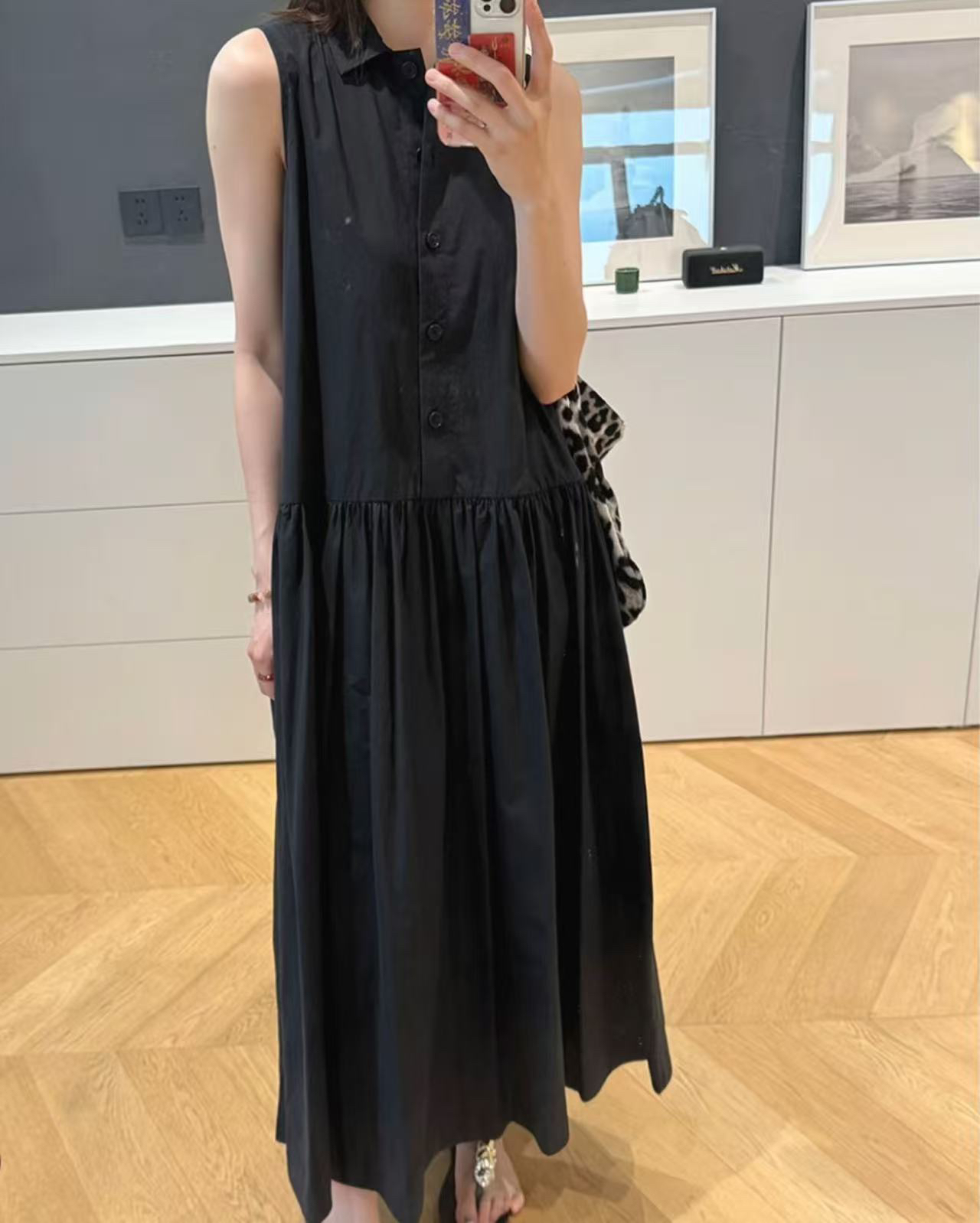 纽扣拼接连衣裙B7112