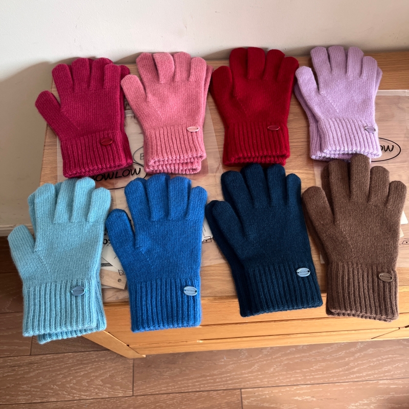 高品质wool澳洲纯羊毛手套分指可触屏女冬季保暖冰蓝色