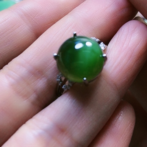 和田玉戒指银S925镶嵌