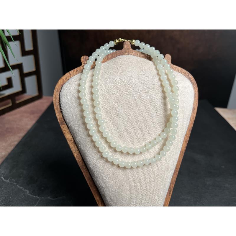 新疆和田玉 且末老熟油膏卡6-5 108颗多样性发一件