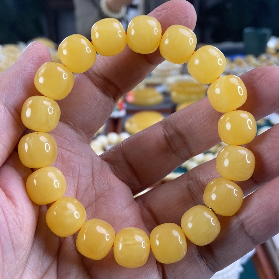 琥珀珠宝奇石未镶嵌13+焦皮同料手串23.59