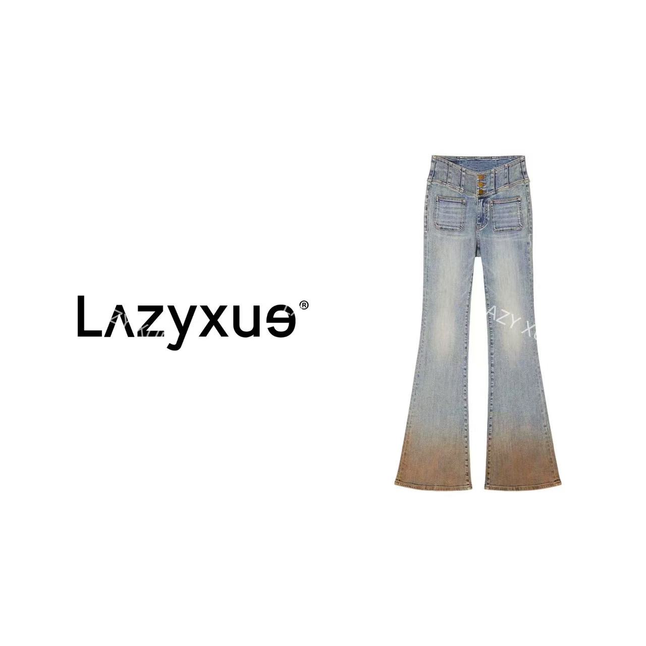 LAZYXUE薛懒懒/"流光"女士复古渐变显瘦喇叭裤超模牛仔裤 NZ8628