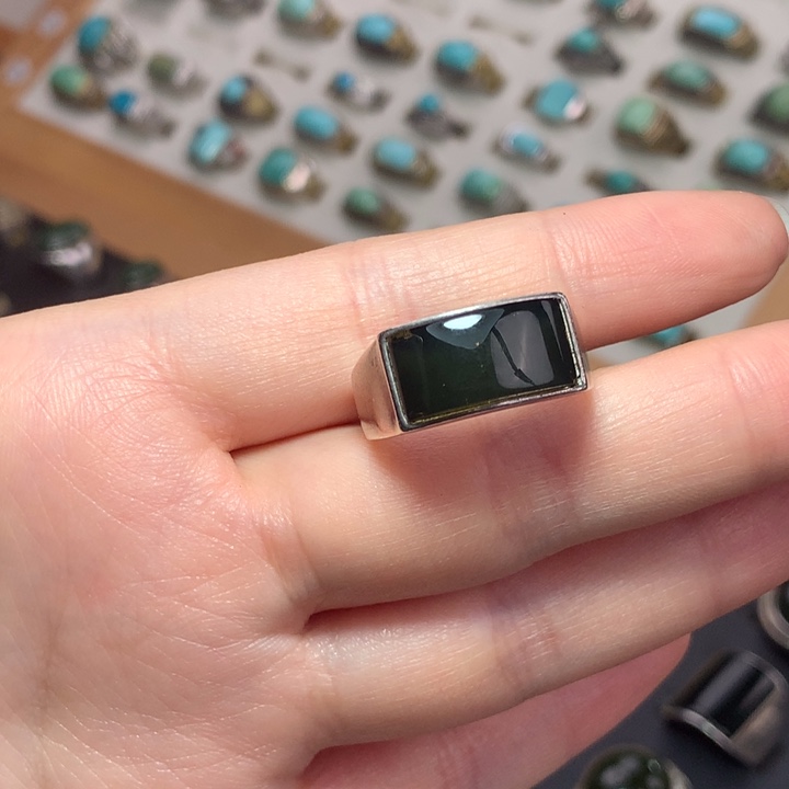 琥珀银S925镶嵌戒指进*