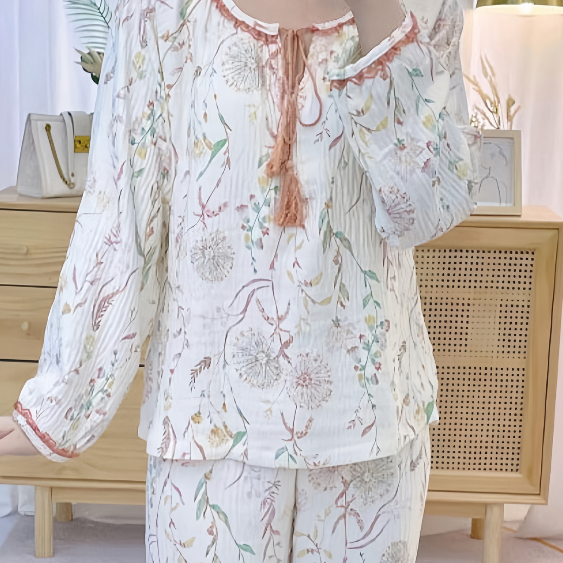 54-春秋款国风花套头长袖长裤套装