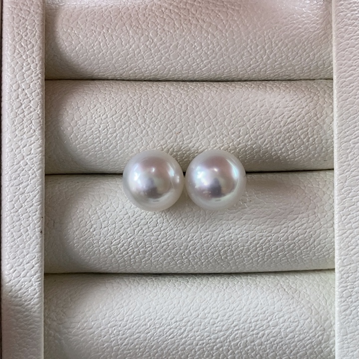 18K金镶嵌海水珍珠耳饰澳白11-12mm