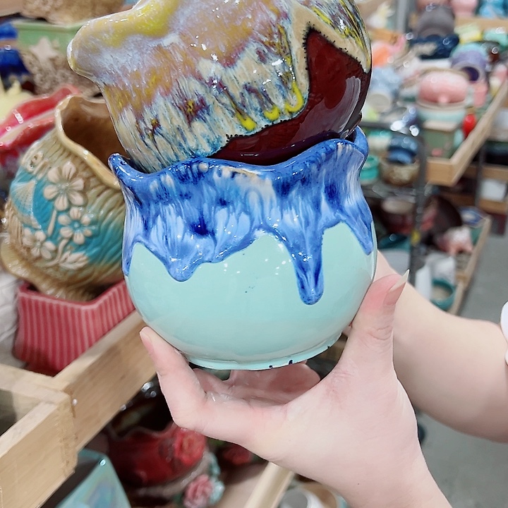 有孔，凑单福利满10元发货陶瓷多肉花盆！