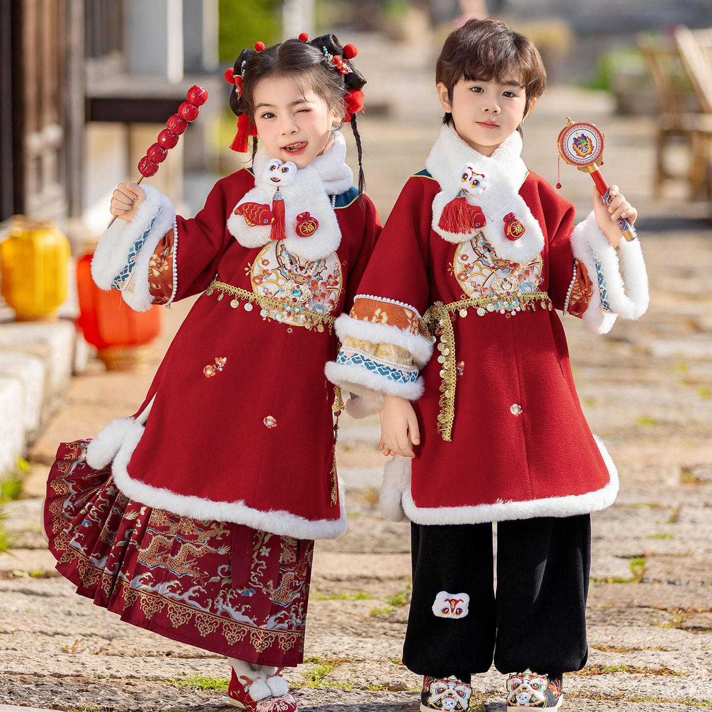 【忆江南】男女通用古装2025年冬季冬款中国风汉服女童拜年服女