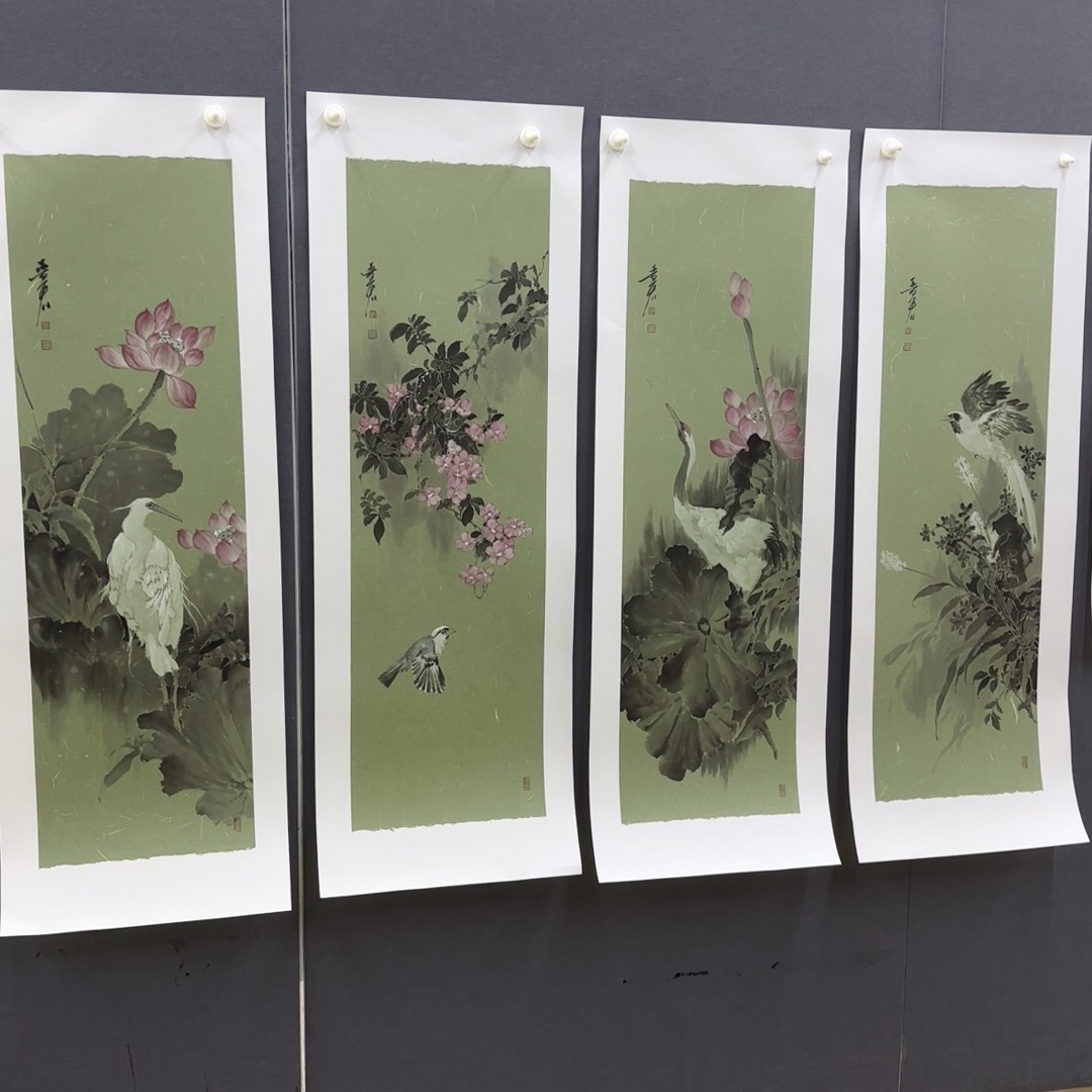 国画?****魏晋宏四条屏