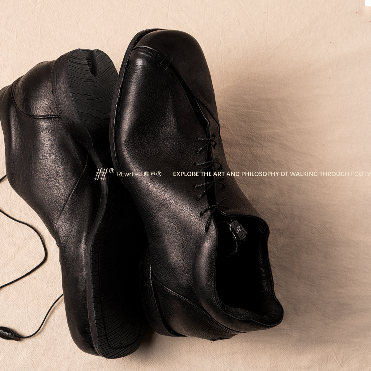 REwrite编界®「城屿游历」休闲黑皮鞋NARO-FIT™训练鞋Ortholite®