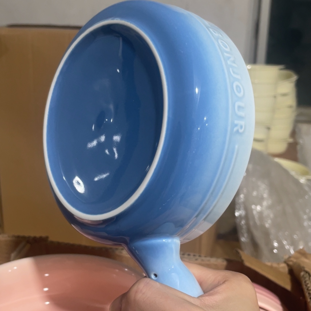 陶瓷餐具系列手把碗一个六英寸蓝色