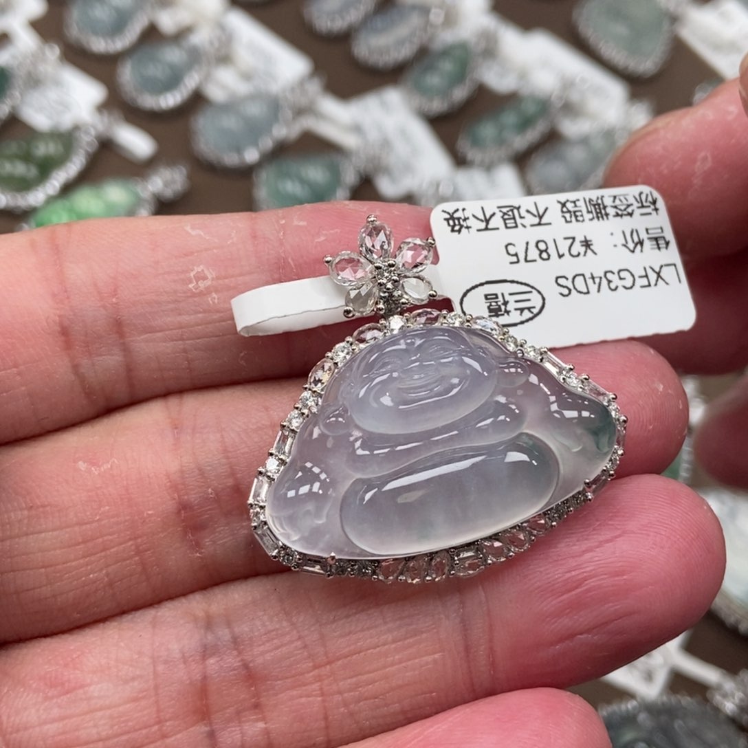 翡翠18K金镶嵌吊坠(不含链)佛公