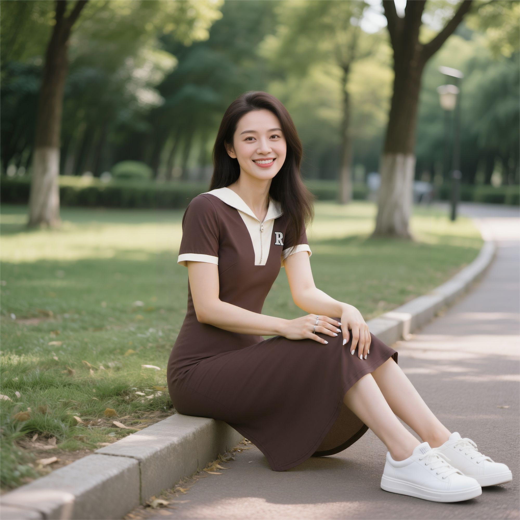W685-夏季默认款式默认风格系扣连衣裙学院风长裙英伦风