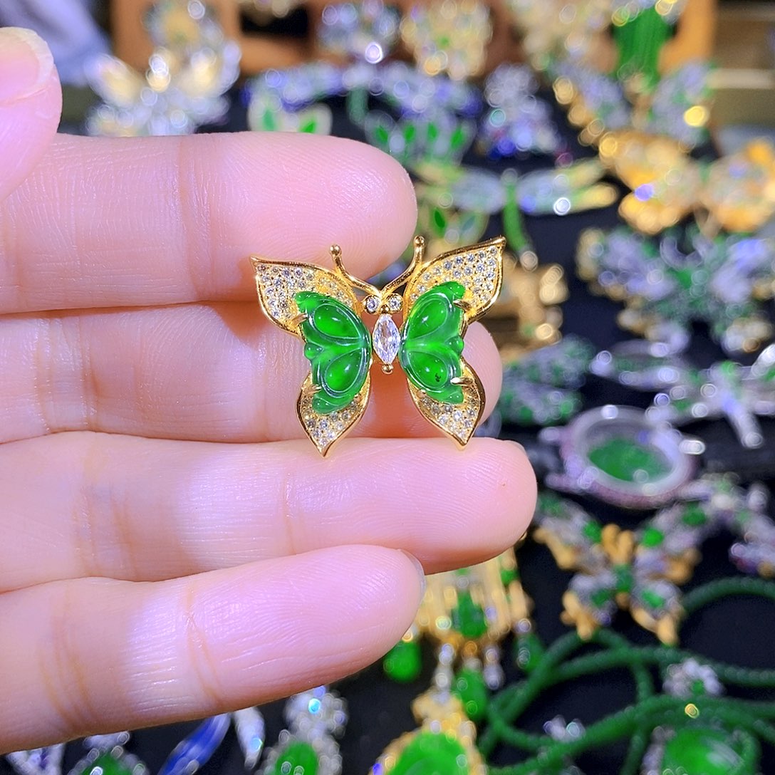 吊坠(不含链)银S925镶嵌翡翠