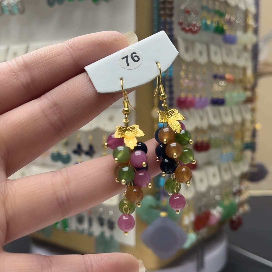 玛瑙/玉髓合金耳钉y