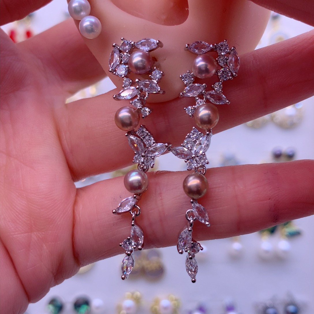 合金淡水珍珠耳饰