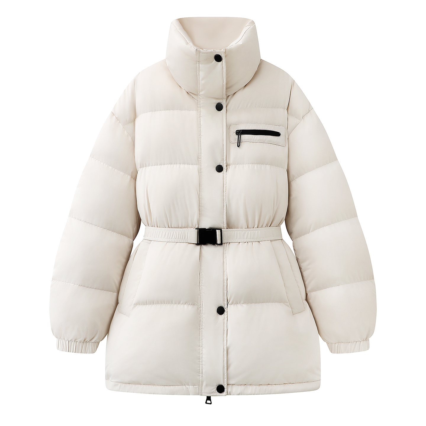 【艾家】羽绒服外套女2025冬装新款面包服腰带保暖气质收腰外套4120