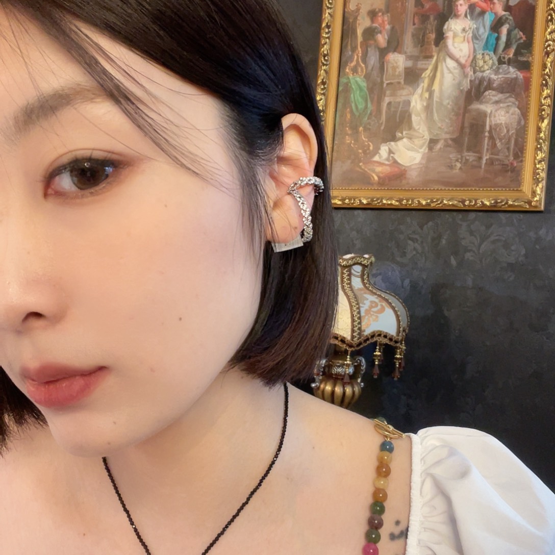 黄铜琉璃925银耳骨夹 单只