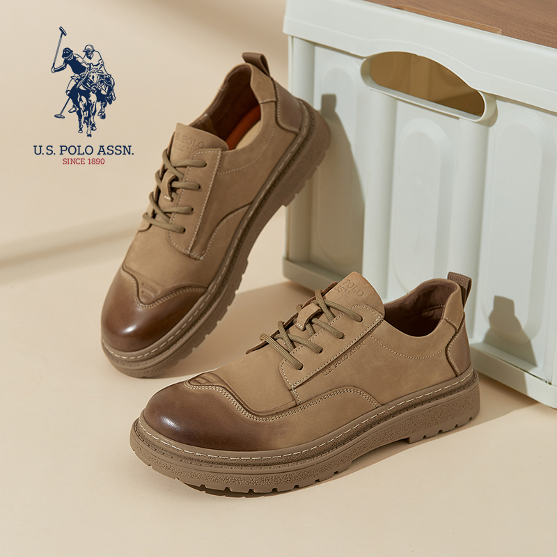 U.S.POLO ASSN.高端商务真皮男鞋轻便防滑减震时尚百搭运动休闲鞋