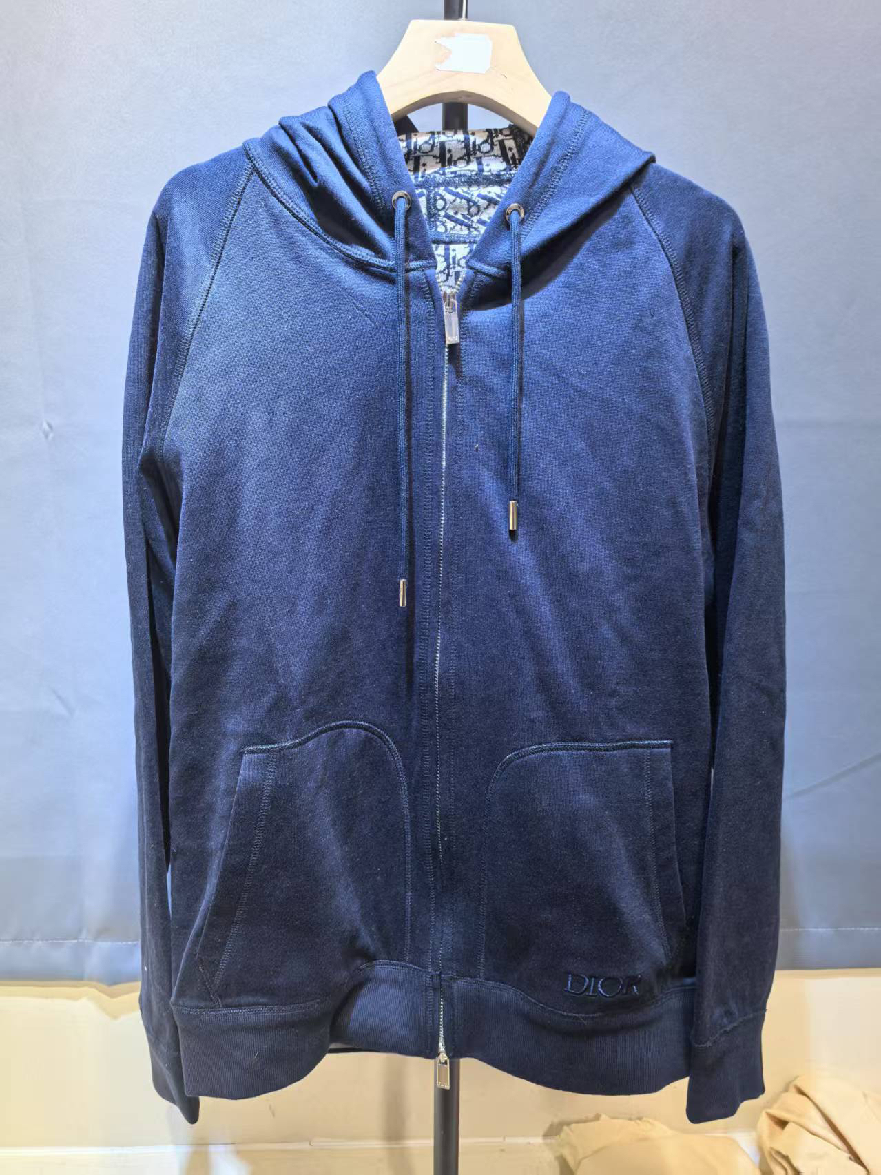 99新 DIOR/迪奥 【S/L码】宽松拉链连帽夹克 男款 海军蓝