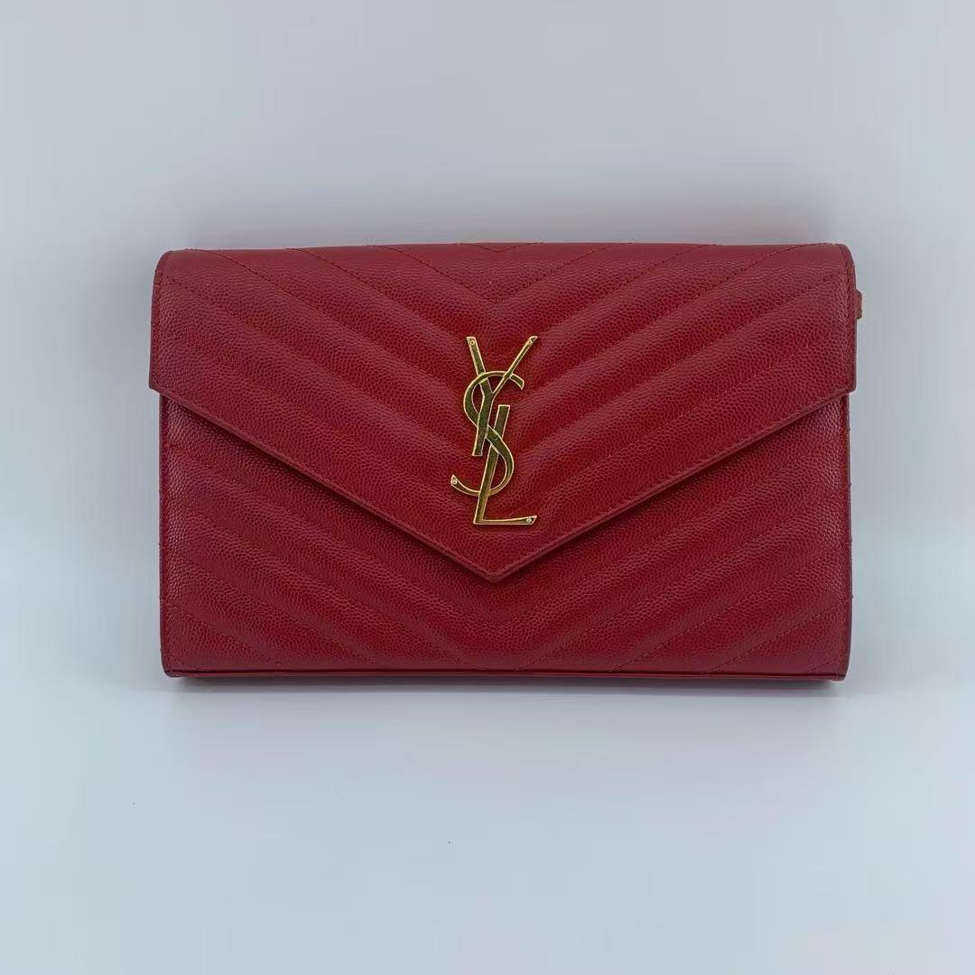 95新 YSL/圣罗兰 YSL/圣罗兰 红色信封斜挎包bwz12222