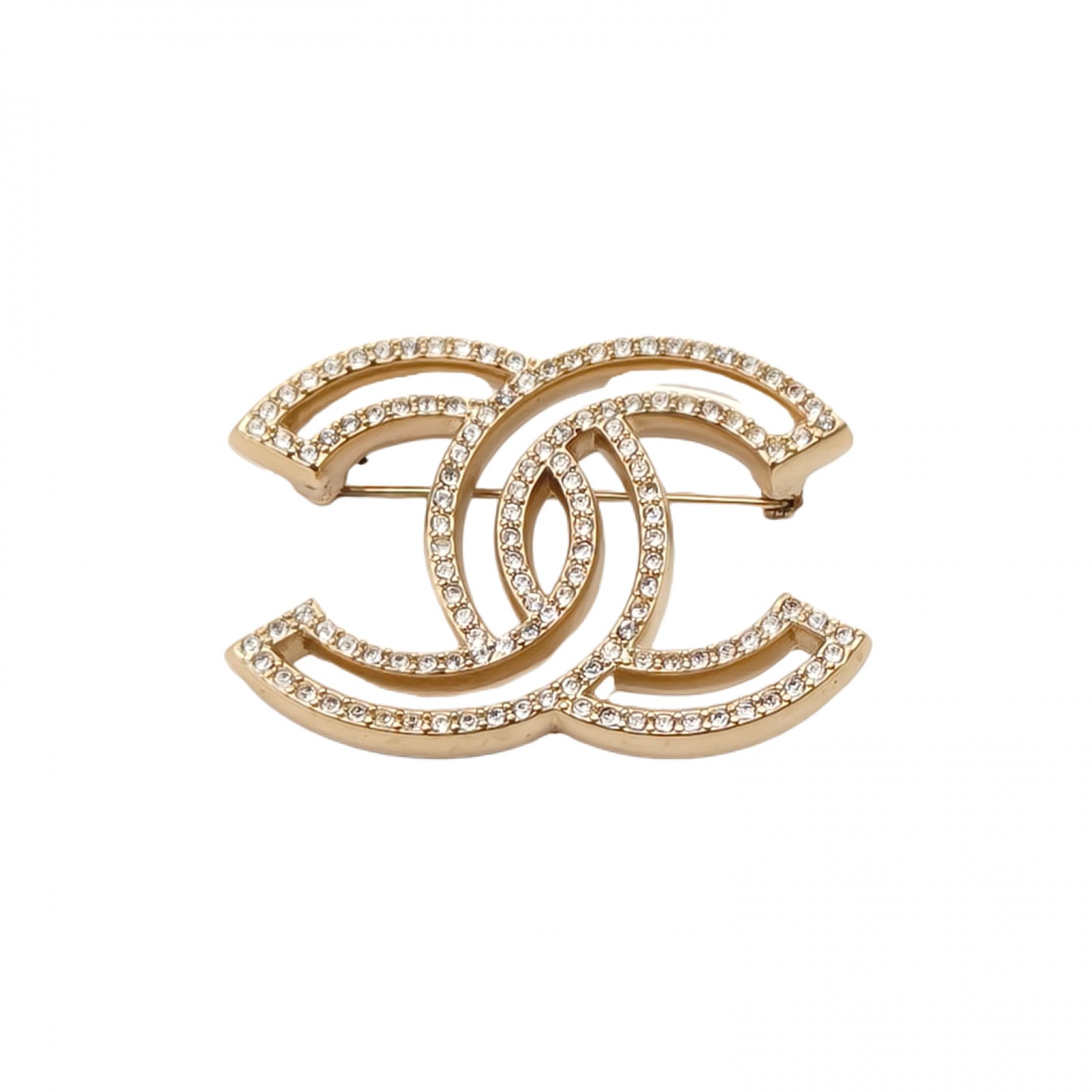 99新 Chanel/香奈儿 花花 合金 18V 大双C 水钻 胸针