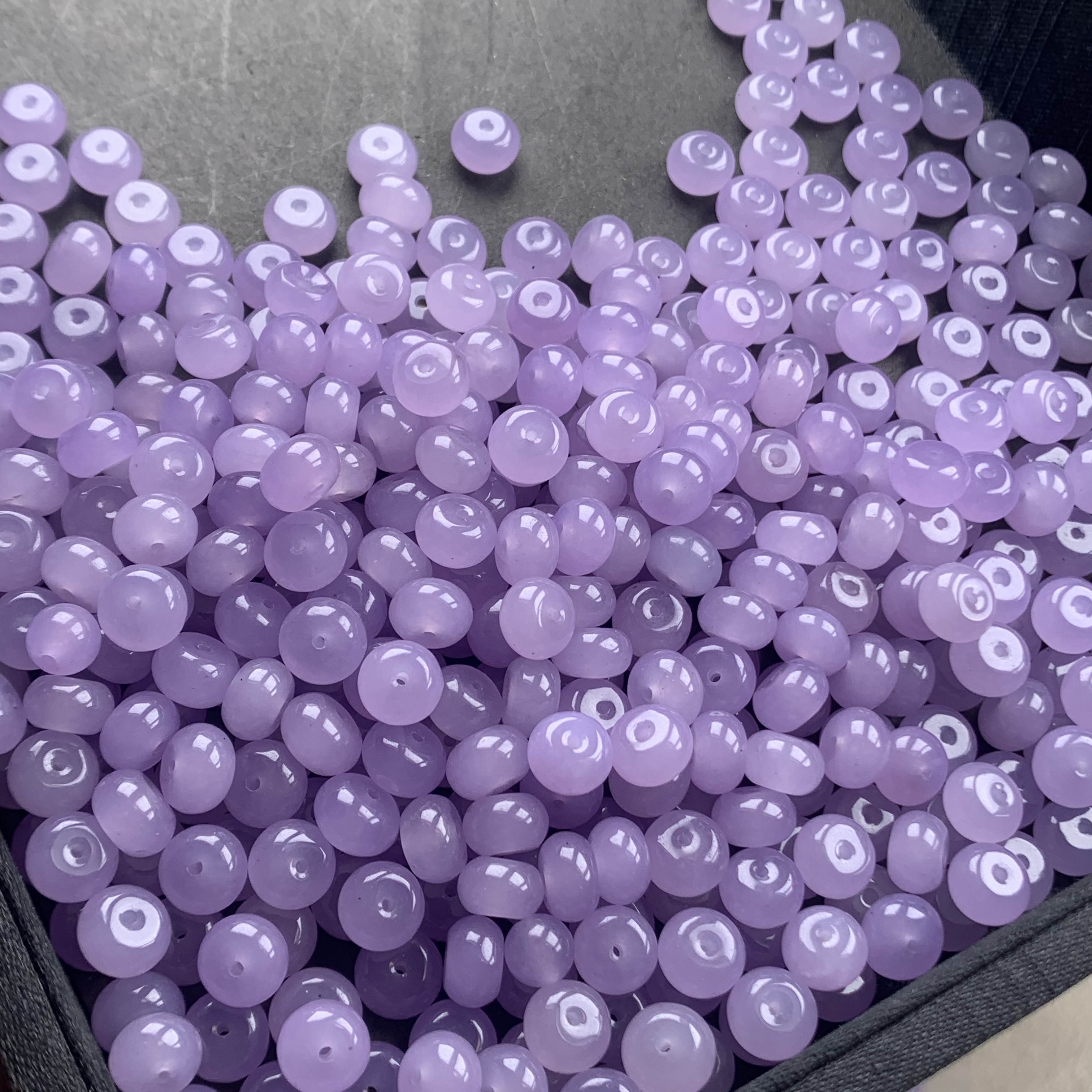 8mm 天然缅料A货 冰紫算盘珠 多样性发货其一